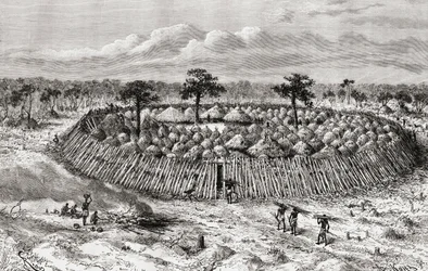 Una aldea congoleña a mediados del siglo XIX, de 